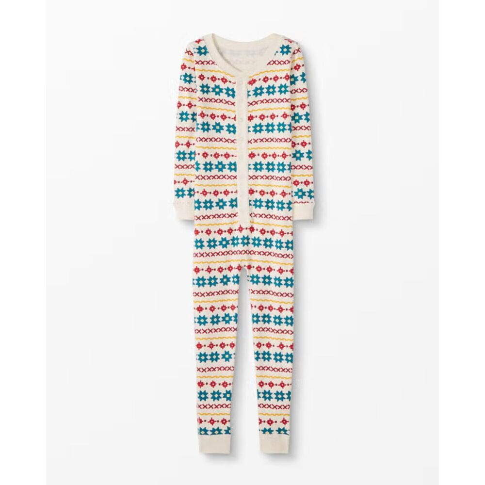 Hanna Andersson Adult Unisex Fair Isle Union Suit Large Organic Cotton